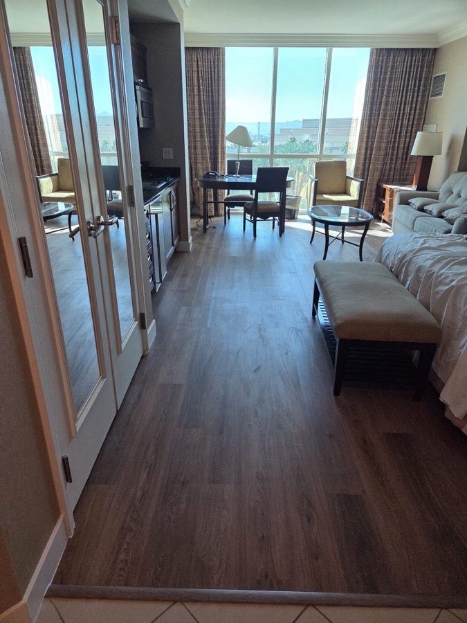 New wood-look flooring installation